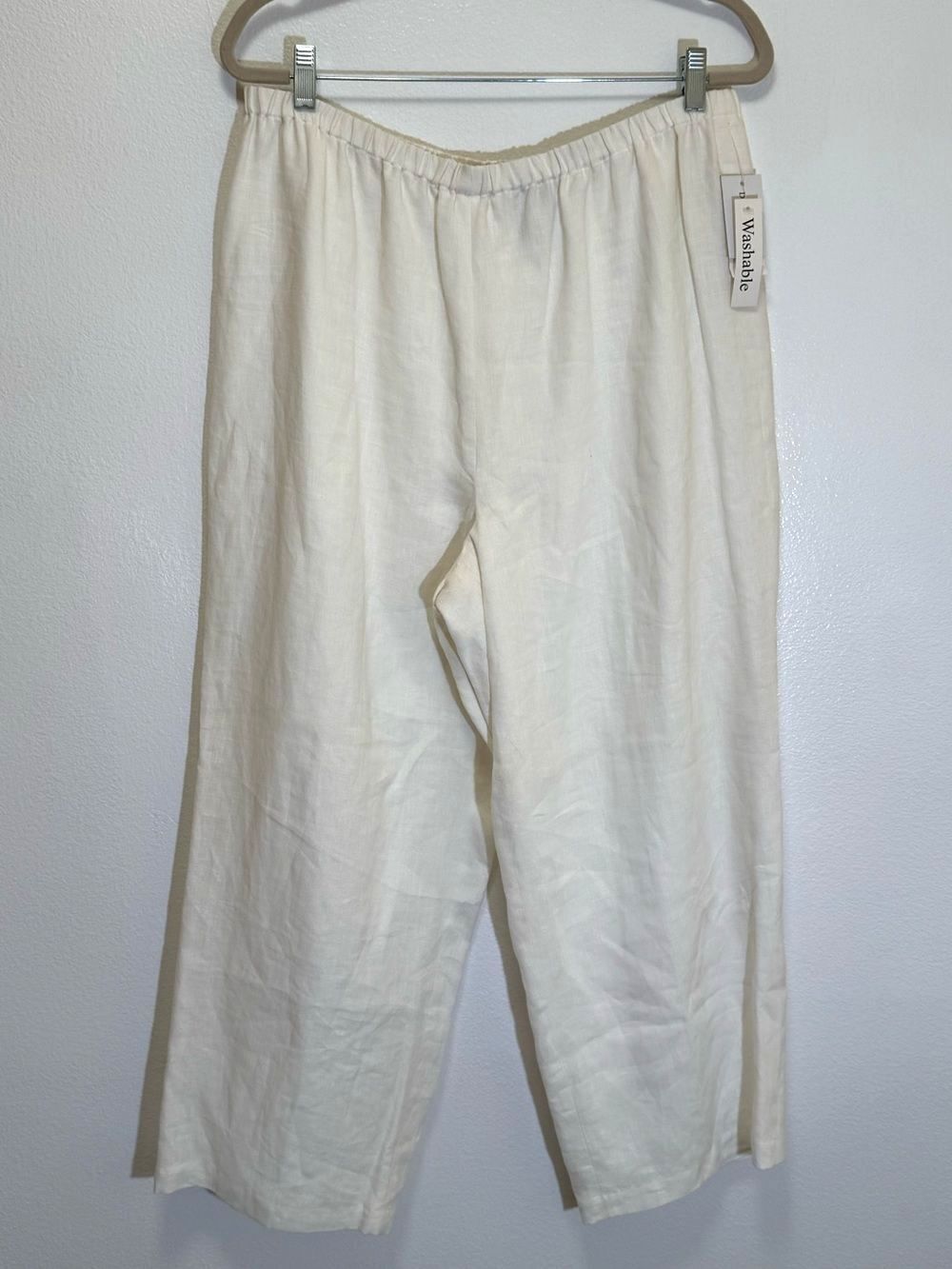 Due per Due by Bloomingdales - Linen Pull-On Elastic Waist White Pants - size 16